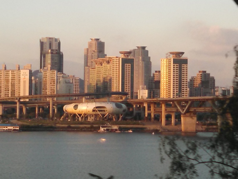 A small portion of downtown Seoul viewed from the south side of the Han River.